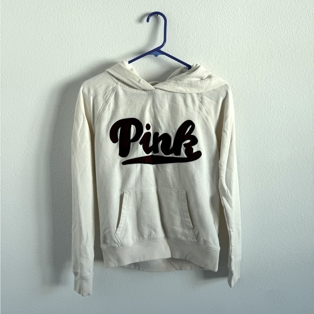 PINK Victorias Secret Women’s Cream Hoodie‎ Size Small